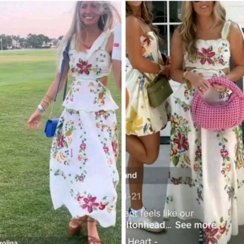 Farm Rio Tropical Romance Off White Maxi Dress - Picture 9 of 9